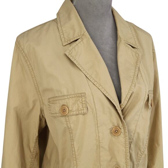 Talbots Jacket Plus Size 14W Beige Safari Cotton Lightweight Pockets Cargo Barn - Picture 7 of 16